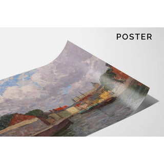 A Canal with Boats Before a Town - Alfred Zoff | Reproduction Tableau Décoration murale affiche copie