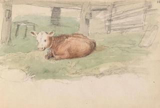 Adolph Tidemand - Liggende kalv.webp