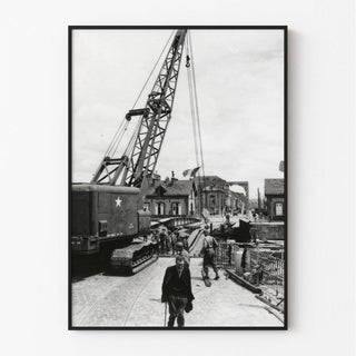 Affiche Debarquement Normandie - Démontage du pont tournant de Cherbourg