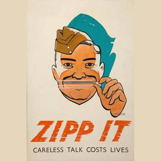 Affiche Seconde Guerre Mondiale - Zipp it. Careless talk costs lives par Leonard Raven-Hill