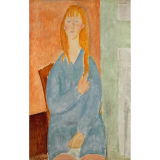 Amedeo Modigliani - Jeune fille assise les cheveux dnous Jeune fille en bleu.webp