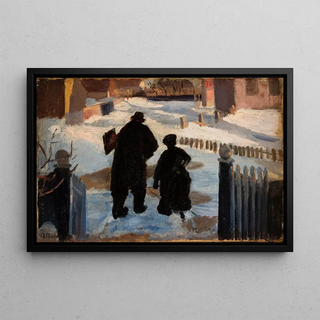 Anna Ancher - Michael Ancher on his way to his studio accompanied by the organist Helene Christensen.webp