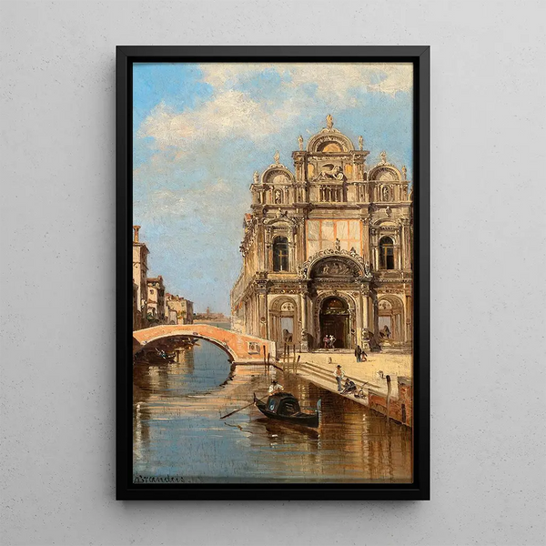 Venice painting, view of Campo Santi Giovanni e Paolo - Antonietta Brandeis — framed artwork on a wall