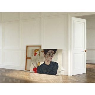 Autoportrait avec une plante de lanternes chinoises d'Egon Schiele | Reproduction Tableau Décoration murale affiche copie