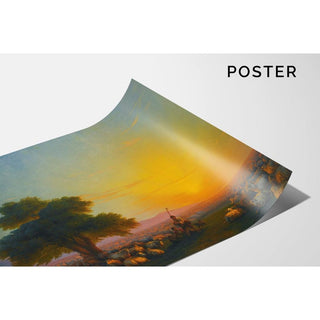 Bergers avec leur troupeau au coucher du soleil - Ivan Konstantinovich Aivazovsky | Reproduction Tableau Décoration murale affiche copie