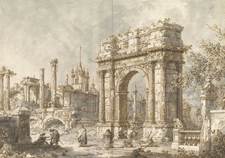 Canaletto - Capriccio with a Roman Triumphal Arch.webp