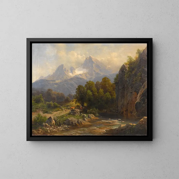 View of Watzmann - Carl Millner — framed artwork on a wall