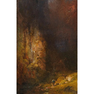 Carl Spitzweg - Wanderer in der Gebirgsschlucht bei Gewitter.webp