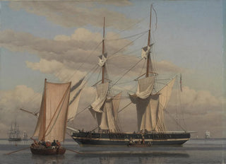 Christoffer Wilhelm Eckersberg - An American Naval Brig Lying at Anchor while Her Sails Are Drying.webp