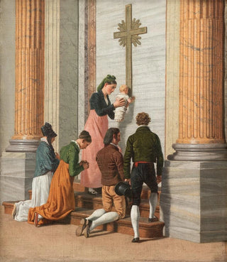 Christoffer Wilhelm Eckersberg - Devotion by the Holy Door of St Peters Basilica.webp