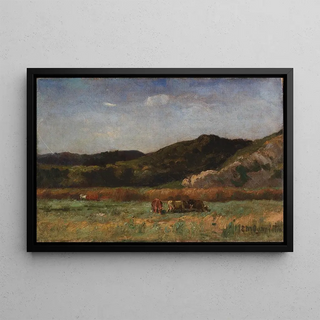 Edward Mitchell Bannister - Untitled landscape with cows grazing hills.webp