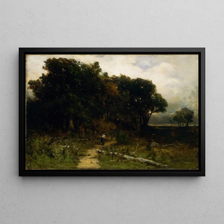 Edward Mitchell Bannister - Untitled landscape woodcutter on path.webp