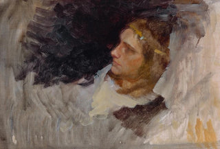 Edwin Austin Abbey - Figure Study of Hamlet for The Play Scene Hamlet Act III Scene II.webp