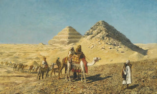 Edwin Lord Weeks - Camel Caravan Amid The Pyramids Egypt.webp