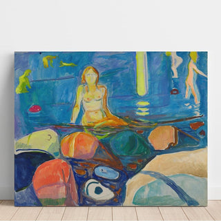 Femme se baignant et enfants - Edvard Munch | Reproduction Tableau Décoration murale affiche copie