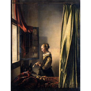 Fille lisant une lettre près d'une fenêtre ouverte - Johannes Vermeer | Reproduction Tableau Décoration murale affiche copie