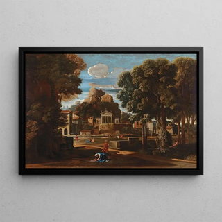 Follower of Nicolas Poussin - Landscape with the gathering of the Ashes of Phocion.webp