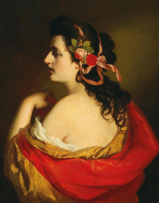 Friedrich von Amerling - Portrait of a young girl in profile with bands in her hair.webp