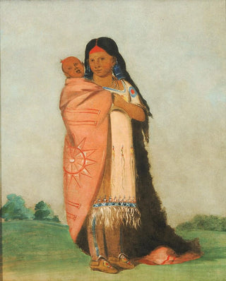 George Catlin - TseeMont Great Wonder Carrying Her Baby In Her Robe.webp