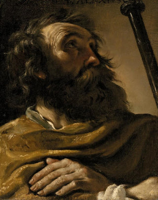 Guercino - Saint Alexius In A Brown Wrap Holding A Staff.webp