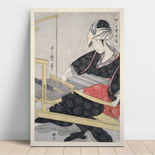 Hata-ori - Tissage sur un métier à tisser - Kitagawa Utamaro | Reproduction Tableau Décoration murale affiche copie