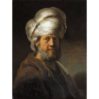 Homme en vêtements orientaux - Rembrandt van Rijn | Reproduction Tableau Décoration murale affiche copie