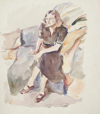 Ivan Ivanec - Studium siedzcej kobiety w brzowej sukni.webp