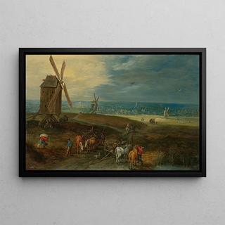 Jan Brueghel the Younger - An Extensive Landscape With Travellers Before A Windmill.webp