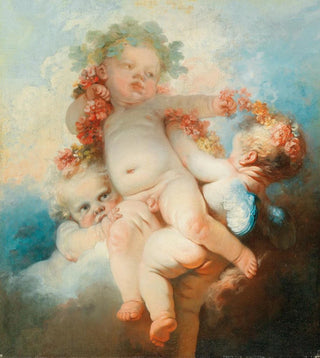 JeanHonor Fragonard - Three Putti crowned with flowers.webp