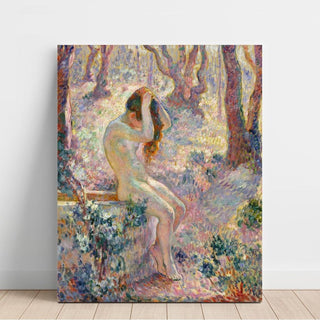Jeune nue assise au bord d'un puits - Henri Lebasque | Reproduction Tableau Décoration murale affiche copie