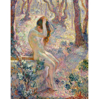 Jeune nue assise au bord d'un puits - Henri Lebasque | Reproduction Tableau Décoration murale affiche copie