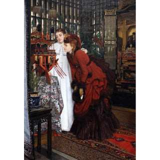 Jeunes femmes regardant Objets Japonais - James Tissot | Reproduction Tableau Décoration murale affiche copie