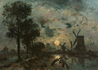 Johan Barthold Jongkind - Moulins au clair de lune Schiedam.webp