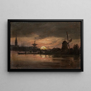 Johan Christian Dahl - The Oder near Swinemnde in Moonlight.webp