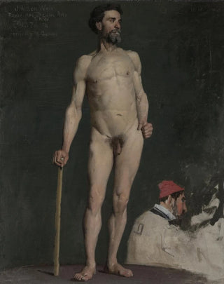 Julian Alden Weir - Study of a Male Nude Leaning on a Staff.webp
