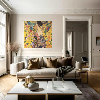 La Femme à l'éventail - Gustav Klimt | Reproduction Tableau Décoration murale affiche copie