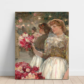 La fille aux pivoines - Childe Hassam | Reproduction Tableau Décoration murale affiche copie