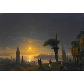 La tour de Galata au clair de lune - Ivan Konstantinovich Aivazovsky | Reproduction Tableau Décoration murale affiche copie