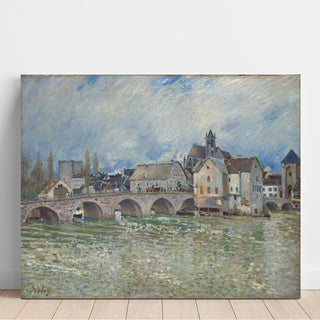 Le Pont de Moret-sur-Loing, temps de crue - Alfred Sisley | Reproduction Tableau Décoration murale affiche copie