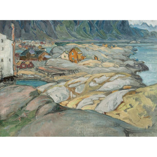 Le village au pied de la montagne. Étude des Lofoten - Anna Boberg | Reproduction Tableau Décoration murale affiche copie