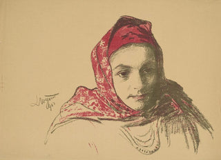 Leon Wyczkowski - Head of a girl from Cracow in a red scarf.webp