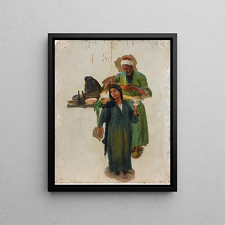 Ludwig Deutsch - Study Of A Man And A Girl Holding A Bowl.webp