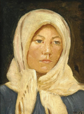 Michael Ancher - En ung skagenspige med trklde.webp