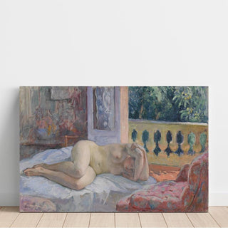 Nu Couché devant la Fenêtre Ouverte - Henri Lebasque | Reproduction Tableau Décoration murale affiche copie