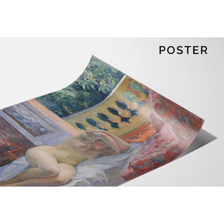 Nu Couché devant la Fenêtre Ouverte - Henri Lebasque | Reproduction Tableau Décoration murale affiche copie