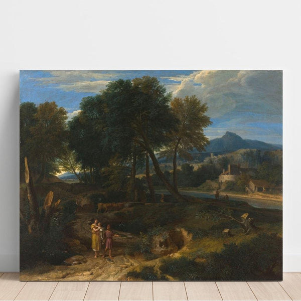 Reproduction of the painting Pastorale with a young shepherd and a woman with a child in her arms - Jean-François Millet
