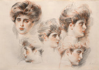 Paul Csar Helleu - tudes de cinq tte de femme.webp