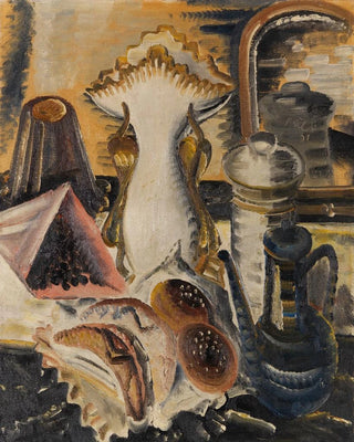 Paul Kleinschmidt - Stillleben mit Kaffeekanne Korinthen und Obst.webp