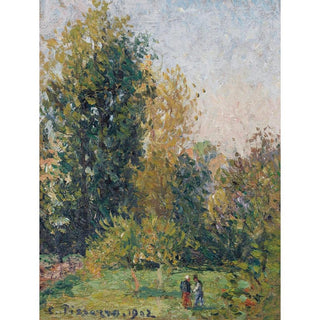 Paysage avec Deux Personnages, Éragny, Automne - Camille Pissarro | Reproduction Tableau Décoration murale affiche copie