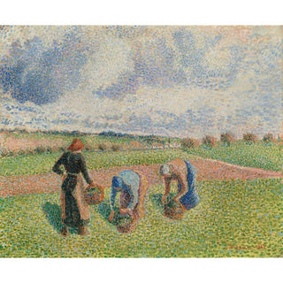 Paysannes Ramassant des Herbes, Éragny - Camille Pissarro | Reproduction Tableau Décoration murale affiche copie